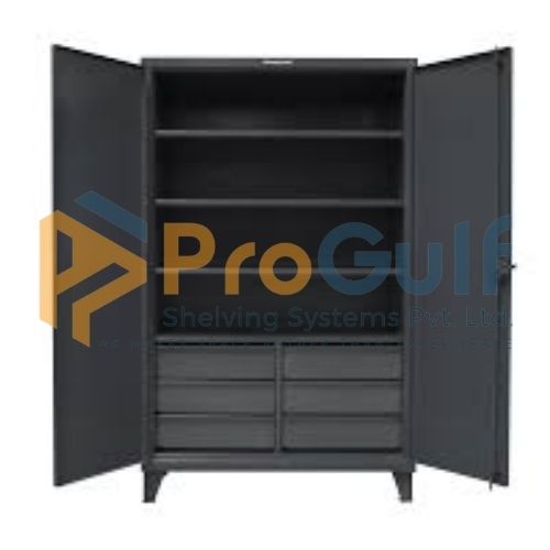 Industrial Cabinet with Lower Half-Width Drawers - Image 1