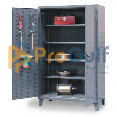 Industrial Storage Cabinet with Pegboard Doors - Image 1