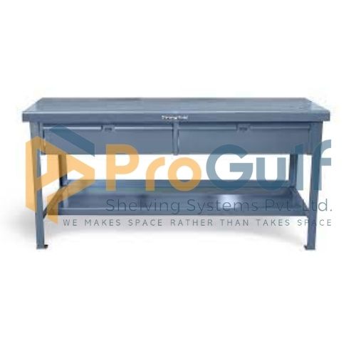 Industrial Shop Table with 2 Drawers - Image 1